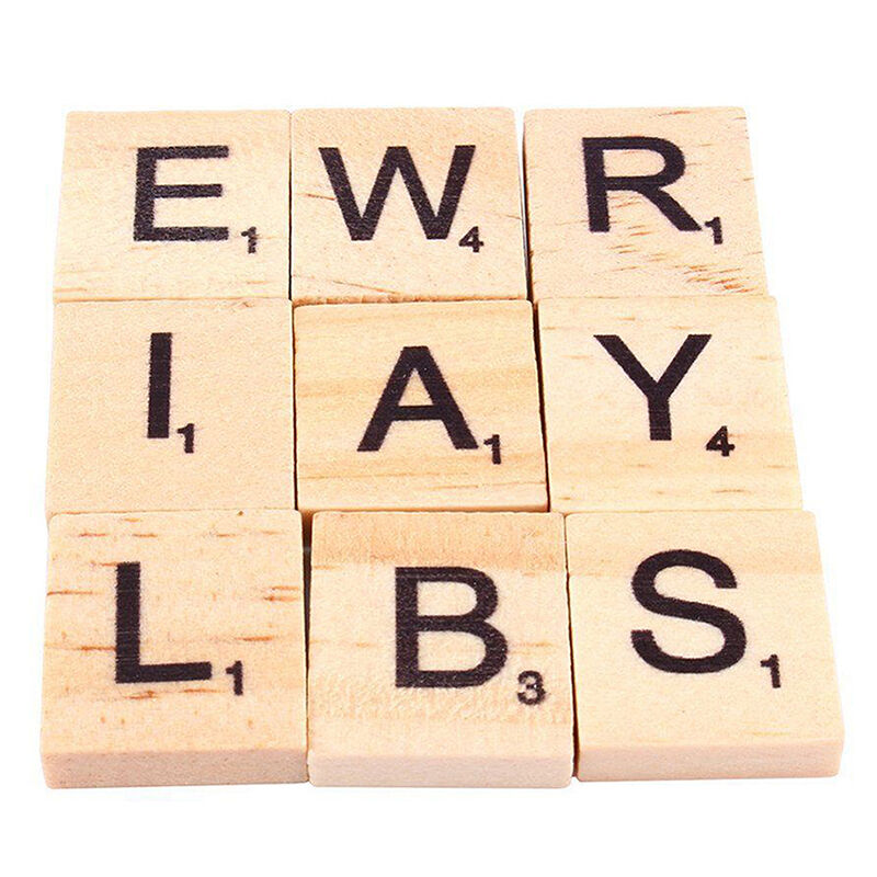 Wood Scrabble Tiles Letter Alphabet Scrabbles Number English Word Kids Toys