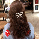 Girl Pearls Bowknot Barrette Korean Women Fringe Hair Clip Ponytail Headwear
