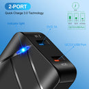 28W USB Charger Quick Charge 3.0 Wall Charger for Phone Tablet (EU Black) A