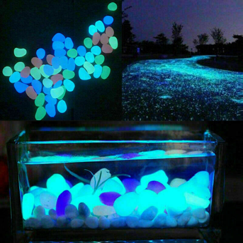 10X Glow In The Dark Colorful Fluorescent Stones Pebbles Aquarium Fish Tank I9S5