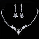 Women's Sparkling V Shaped Rhinestone Crystal Necklace Earring JewelrySetCharmSE