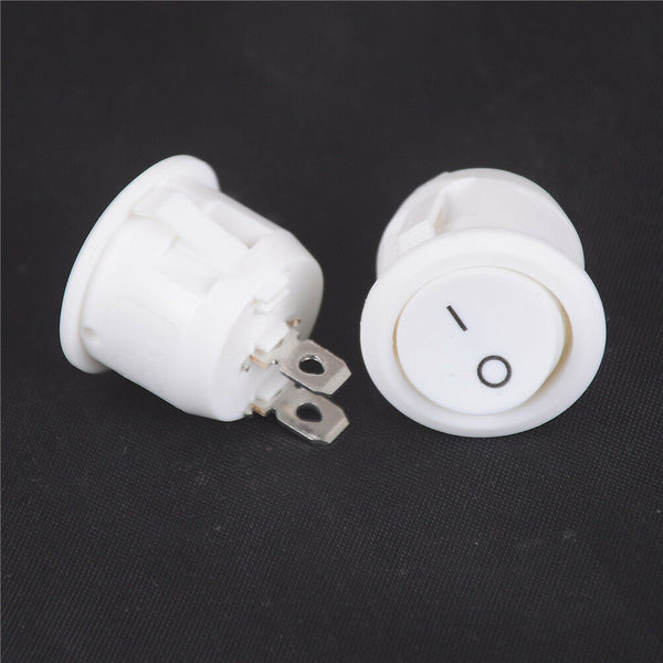 5X Mini Round White 2 Pin Terminal SPST ON-OFF Rocker Switch Snap-in 20mm"12V SE