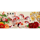 5D DIY Full Drill Diamond Painting Peony 9 Fishes Cross Stitch Embroidery