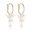Crystal Flower Dangle Ear Hook Women Elegant Drop Earrings Alloy Jewelry