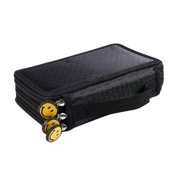 Student Pen Pencil Case 3 Layer Oxford Brush Holder Makeup Pouch Storage Ba P2F7