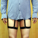 Men's Shirt Stays Holders Elastic Garter with Non-slip Locking Clamps Black