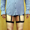 Men's Shirt Stays Holders Elastic Garter with Non-slip Locking Clamps Black
