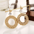 Women Bamboo Rattan Earrings - Straw Acrylic Statement Drop Dangle Earrings