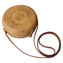 Gril Bag Handwoven Bali Round Retro Rattan Straw Beach Crossbody Bag Tops(B