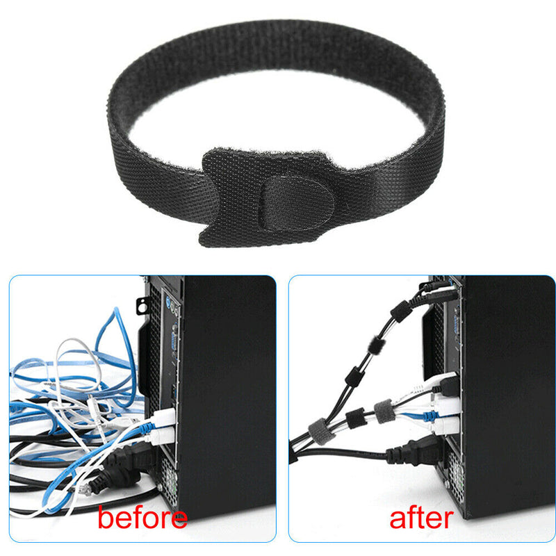 100pcs Reusable Nylon Self Adhesive Fasteners Cord Wire Cable Ties Strap
