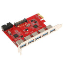 PCI-E to 5 Port USB3.0 HUB PCI Express Expansion Card Adapter 5 Gbps Speed