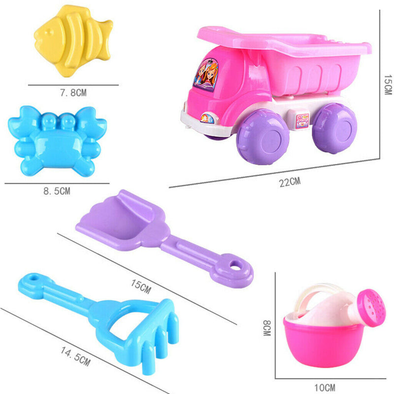 5 Pieces Beach Sand Toys Set, Vehicle, Shovel, Water Can, Grab Shovel, Sand
