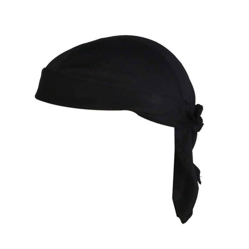 Black Head Wrap Tie Back Bandana DOO RAG Hat Pirate Scarf Biker Cycling Cap