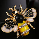 Women Delicate Enamel Little Bee Crystal Rhinestone Collar Pin Brooch JewelryTEU