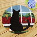 Black Cat Latch Hook Rug Kit 19.6'' Cushion DIY Embroidery Craft Handmade