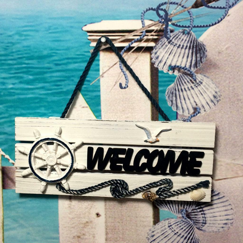 " Welcome" Wooden Sign Beach Ocean Nautical Seaside Theme Bar Shop Decor