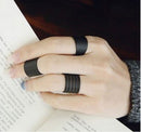 3x Fashion Ring Set Black Stack Plain Above Knuckle Ring Open Band Midi RingsTO