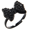 Lovely Black Rhinestone Crystal Bowknot Bow Tie Adjustable Ring V7V2