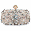 Women Noble Crystal Beaded Evening Bag Wedding Clutch Purse(Apricot)