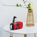 Hand Crank Emergency Solar Radio Phone Charger LED Flashlight for Survival Red