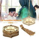 Retro Wood Eid Mubarak Hanging Ornament Muslim Ramadan Decor Pendant U8J0