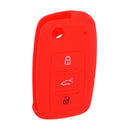 Red Silicone 3 Button Key Cover Case Shell fit for Skoda Fabia Octavia VW Golf