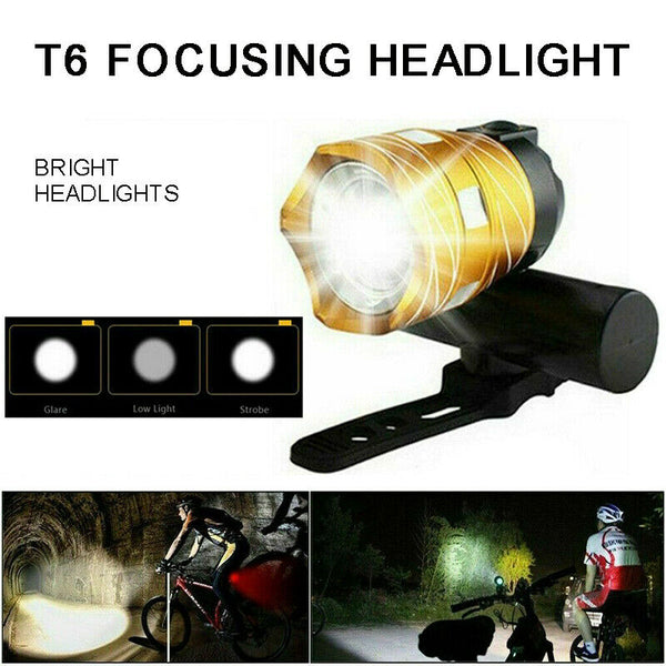 Bicycle Front Rear Light Rechargeable USB Headlamp Headlight BIke LED T6