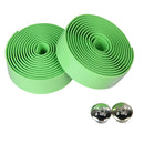 2PCS Cycling Road Bike Sports Cork Handlebar Tape+ 2 Bar plug green
