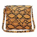 Fashion Serpentine Messenger Bag Women PU Leather Shoulder Handbag (Yellow) A