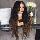 Women Synthetic Hair Full-Wigs Natural Long Wavy Wig Heat Resistant Black &Brown