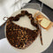 Lady Leopard Casual Shoulder Handbags Retro Women Pleated Dumpling Crossbody Bag
