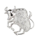 Cattle Brooch Jewelry Rhinestone Crystal Bull Cow Animal Brooches Metal SEAU
