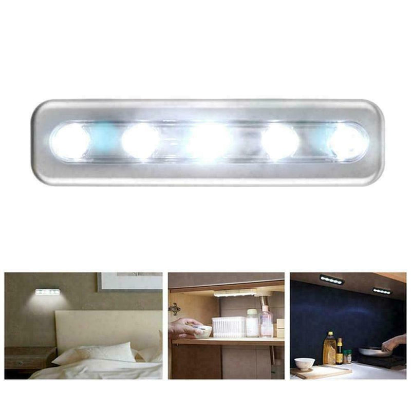 1* 5 LED Light Bar Battery Operated Cabinet Closet 6000K Light Lamp Wall Q6E7