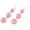 Fringe Earrings Triple Ball Thread Wrapped Stud Earring Long Tassel For Wom