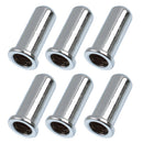 6 Pieces Bass String Mounting Ferrules for Electric Bass Parts Chrome