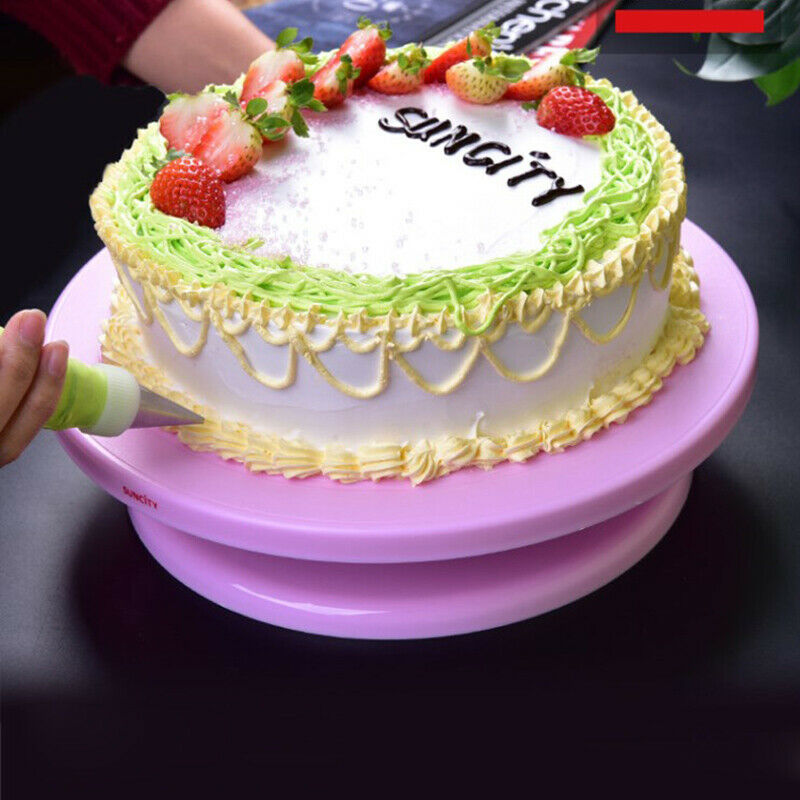 Plastic Cake Plate Turntable Rotating Anti-skid Round Cake Stand Cake Decor
