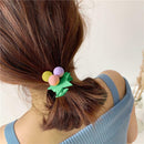 Star Pompom Hair Rope Women Ponytail Holder Elastic Rubber Bands (Green) A