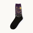 Men's Funny Colorful Patterned Middle Cut Crew Sports Casual Socks 2 Pairs