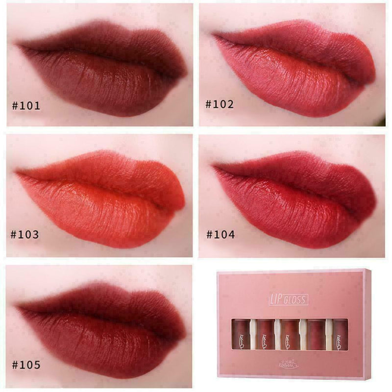 5PCS/Set Matte Liquid Lipstick Long Lasting Waterproof Lip Gloss Glaze  Fav B3O2