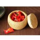 Natural Round Bamboo Tea Box Candy Dried Foods Jar Container Storage M
