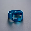 Wedding Bottle Opener Ring Stainless Steel Bike Ring Mens Bar Accessory Blue