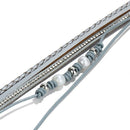 Gray Faux Leather Hot Drilling Multi-Layer Winding Beaded Bracelet Magnetic