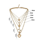 Women Heart Rose Pendant Multilayer Clavicle Chain Necklace Charm Choker JewelTE