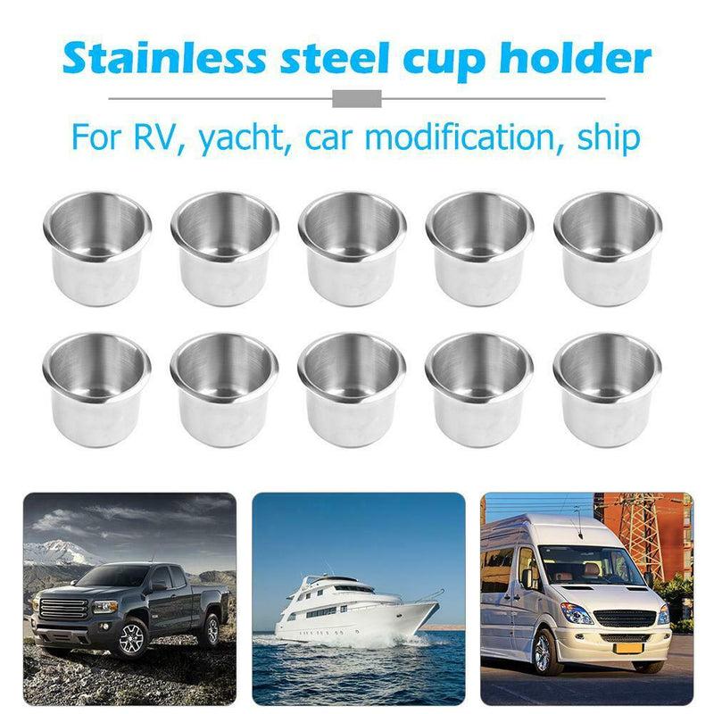 10pcs Stainless Steel Cup Drinking Holder for Marine Boat RV Car Camper