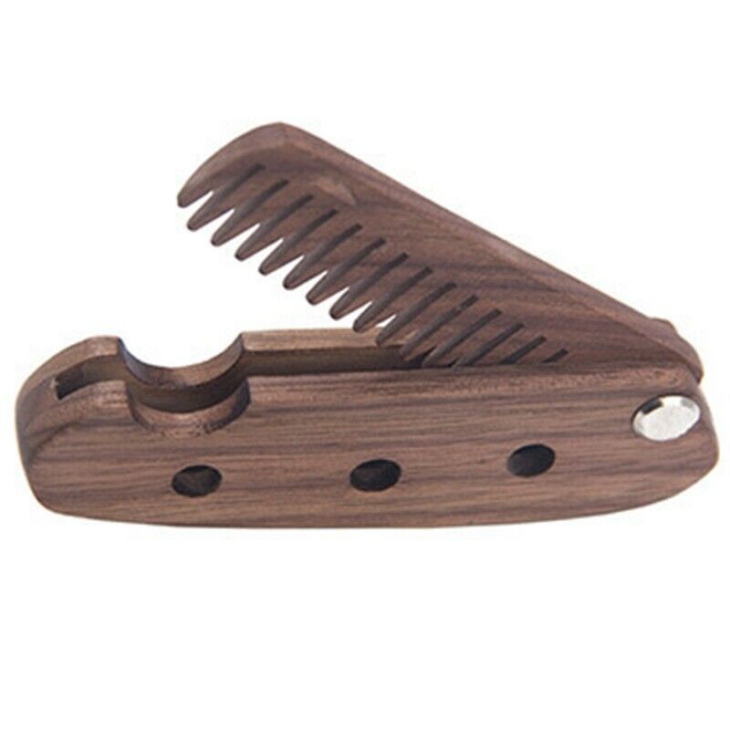 Black Walnut Folding Comb Portable Men'S Beard Care Wooden Comb V3W7