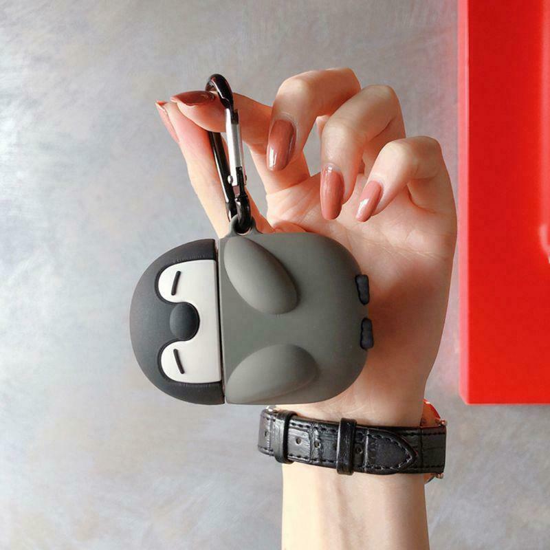 Cute Penguin Style Protective Case Silicone Cover with Carabiner for Airpods 1/2