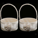 2pcs Champagne Chic Flower Round Flower Girl Bridesmaid Basket Wedding Party