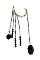 Rock Punk Exquisite Black Beads Long Chain Tassels Ear Cuff Earring-Black