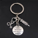Syringe Stethoscope Keychain Key Chain Keyring Doctor Nurse Physicians Medi