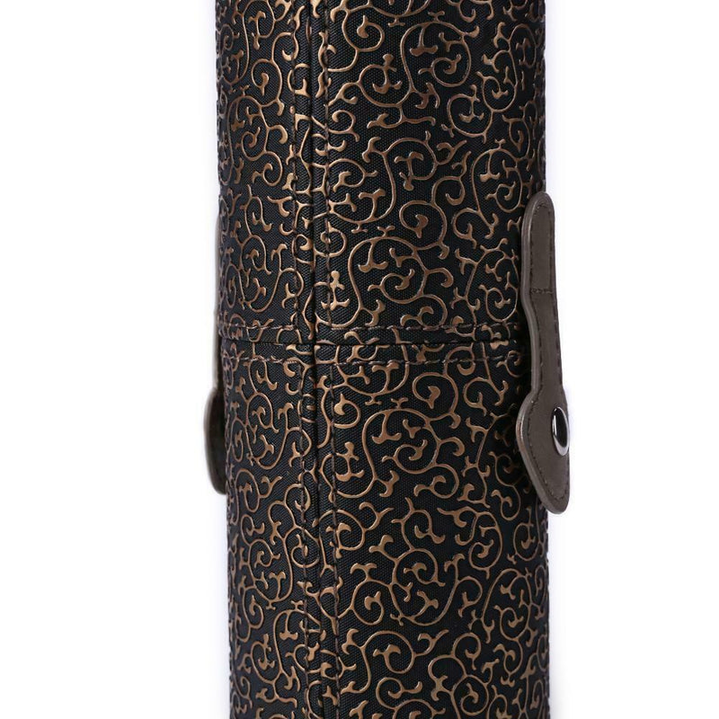 Elegant Leather Makeup Brush Holder Cosmetic Pens Storage Organizer (Black) A